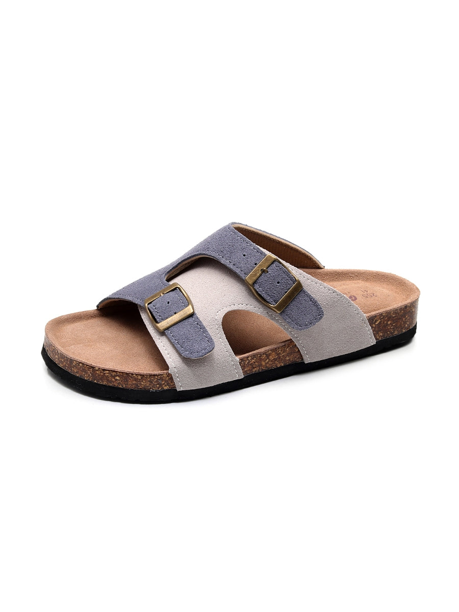 Maibulun | Beige Grey Criss Cross Wrap Suede Sandals