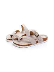 Maibulun | Beige Buckle-Accent Suede Upper Sandals