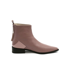 JADY ROSE | MAUVE BACK-ZIP LEATHER ANKLE BOOT