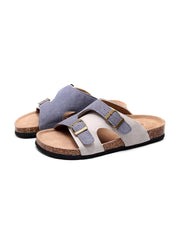 Maibulun | Beige Grey Criss Cross Wrap Suede Sandals