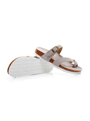 Maibulun | Beige Buckle-Accent Suede Upper Sandals