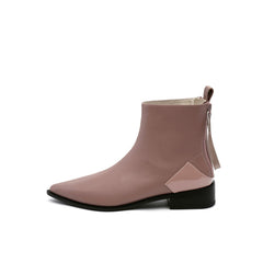 JADY ROSE | MAUVE BACK-ZIP LEATHER ANKLE BOOT