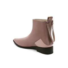 JADY ROSE | MAUVE BACK-ZIP LEATHER ANKLE BOOT