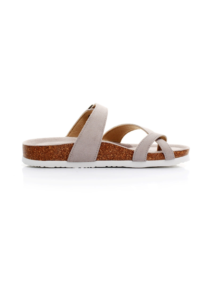 Maibulun | Beige Buckle-Accent Suede Upper Sandals