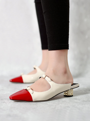 JadyRose | Cutout-Strap Dalena Block Low-Heel Mule - Beige