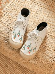 CACTUS ROSE | BEIGE RETRO EMBROIDERED LINEN SNEAKER