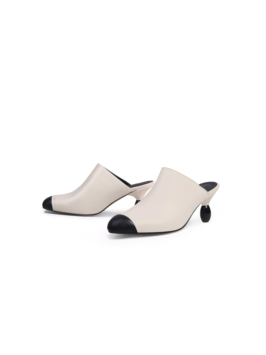 JadyRose | Bead Heel Black Toe Slice Mule