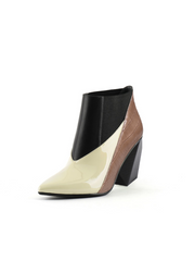 JADY ROSE | GEOMETRY BLOCK HEEL LEATHER BOOTIE BEIGE