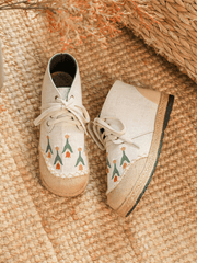 CACTUS ROSE | BEIGE RETRO EMBROIDERED LINEN SNEAKER