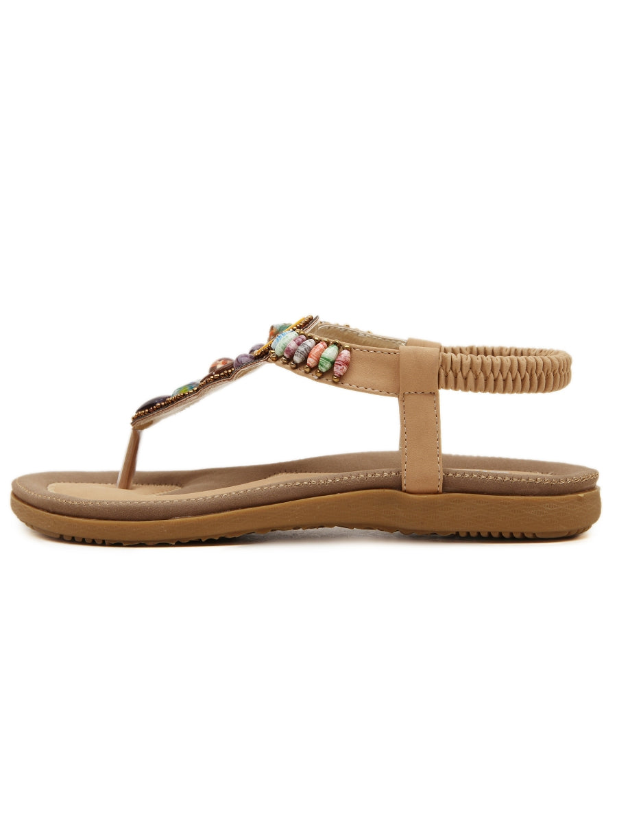 SIKETU | BEIGE BEADED SANDAL