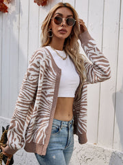 Smaibulun | Tiger Year Animal Patterned Knit Cardigan - Beige