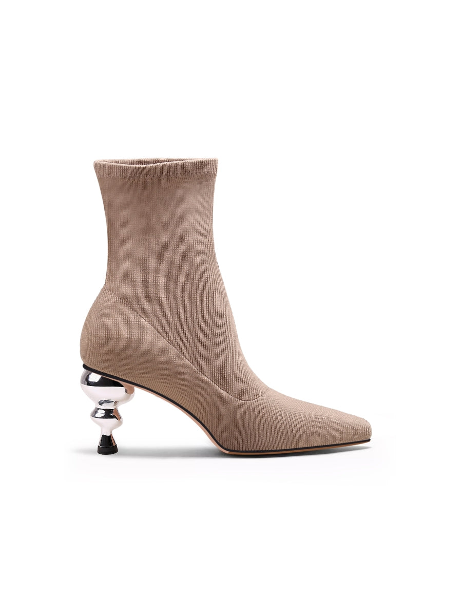 JadyRose | Aladdin Lamp Heel Stretch Upper Sock Boot - Beige