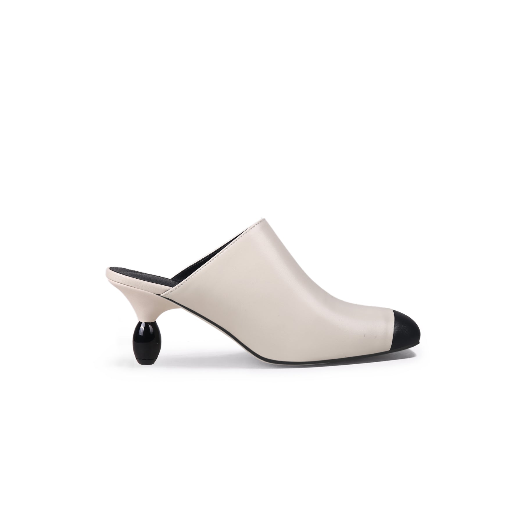 JadyRose | Bead Heel Black Toe Slice Mule