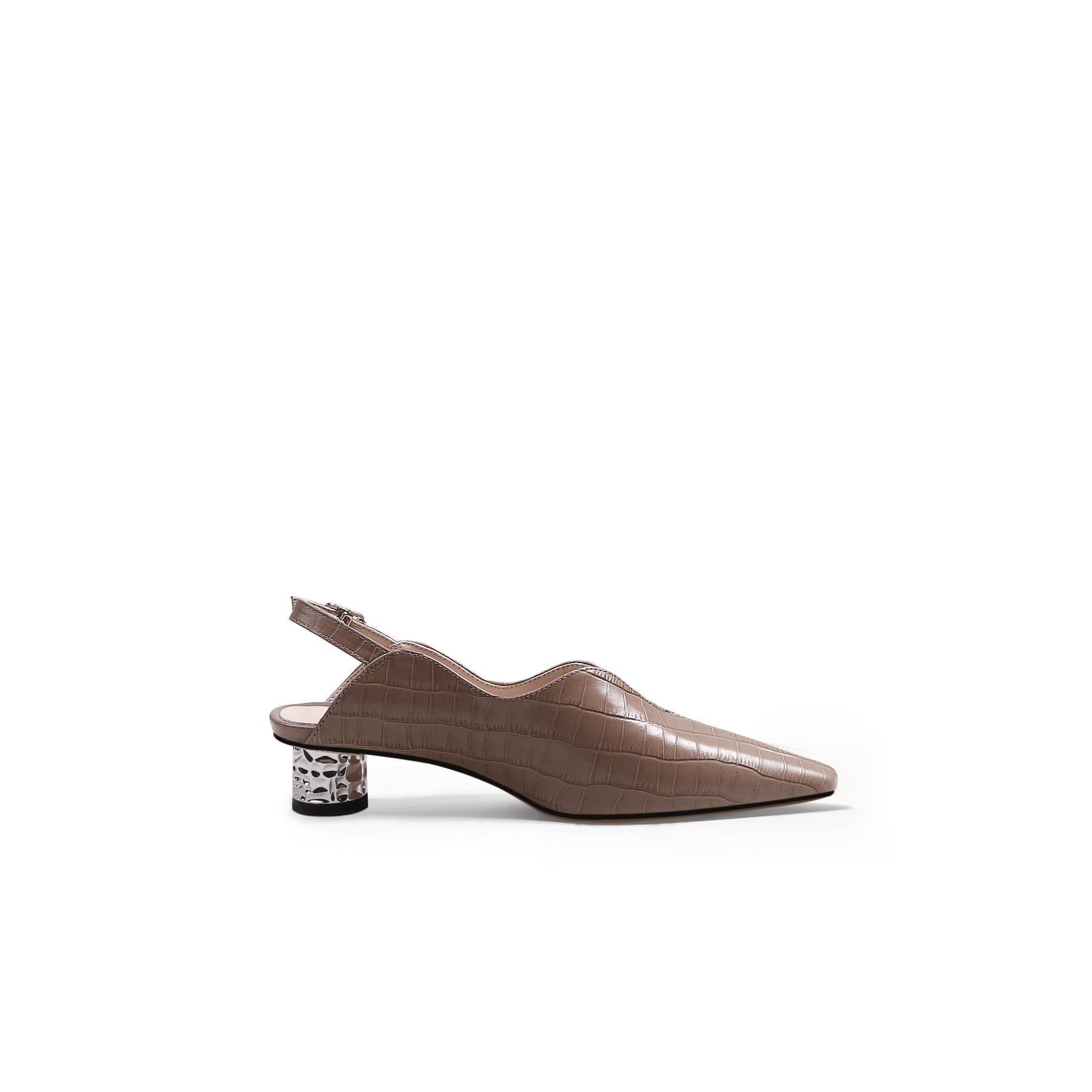 JadyRose | Genuine Leather Owen Powder Back Strap Detail Pointed Toe Heeled Pump