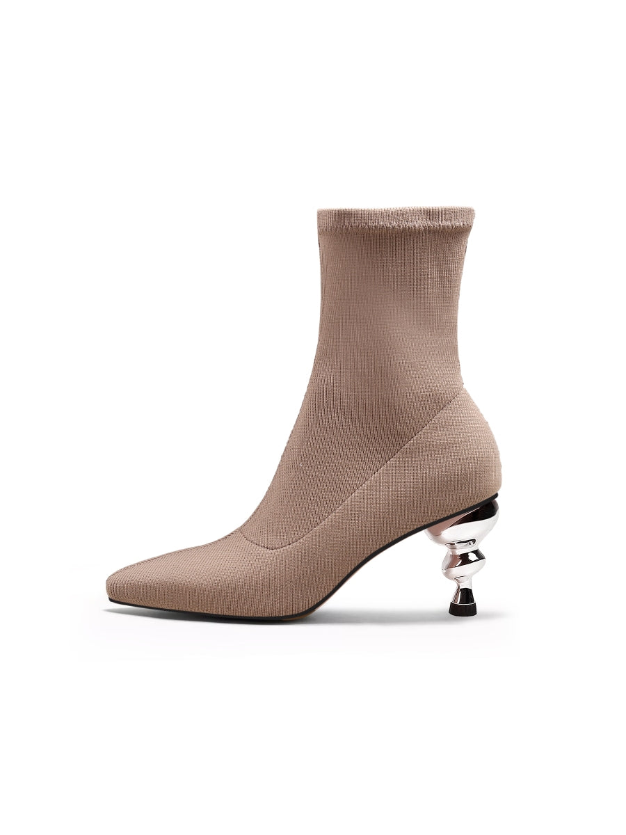 JadyRose | Aladdin Lamp Heel Stretch Upper Sock Boot - Beige