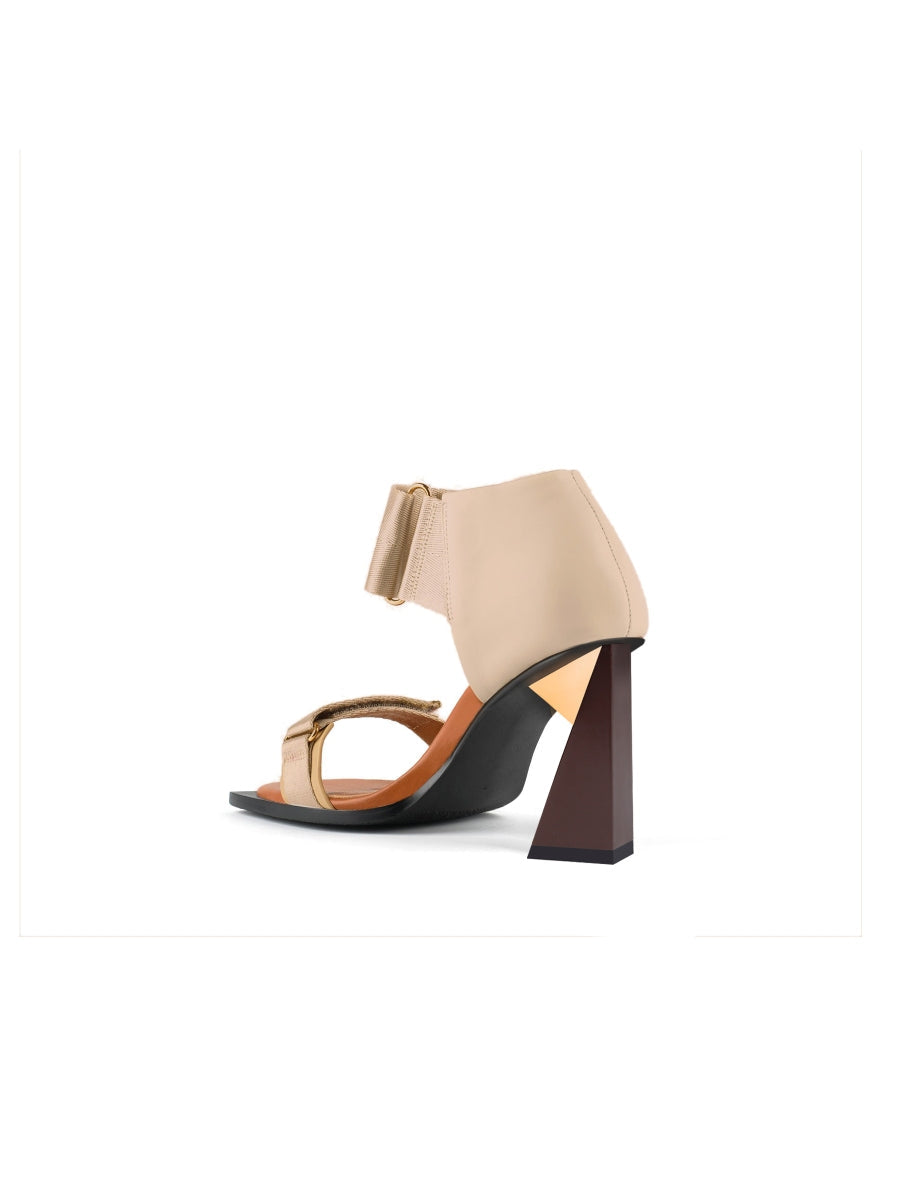 JadyRose | ALIDIA Beige Leather Heel Sandal