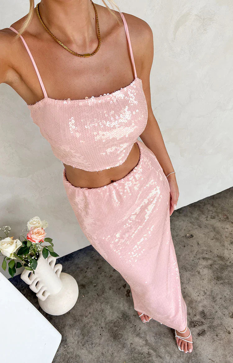 Talia Pink Sequin Dress Set