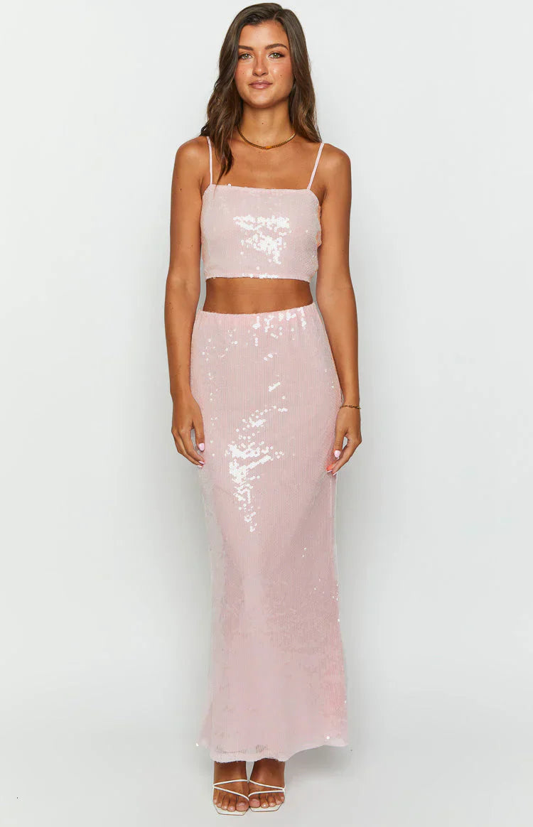 Talia Pink Sequin Dress Set