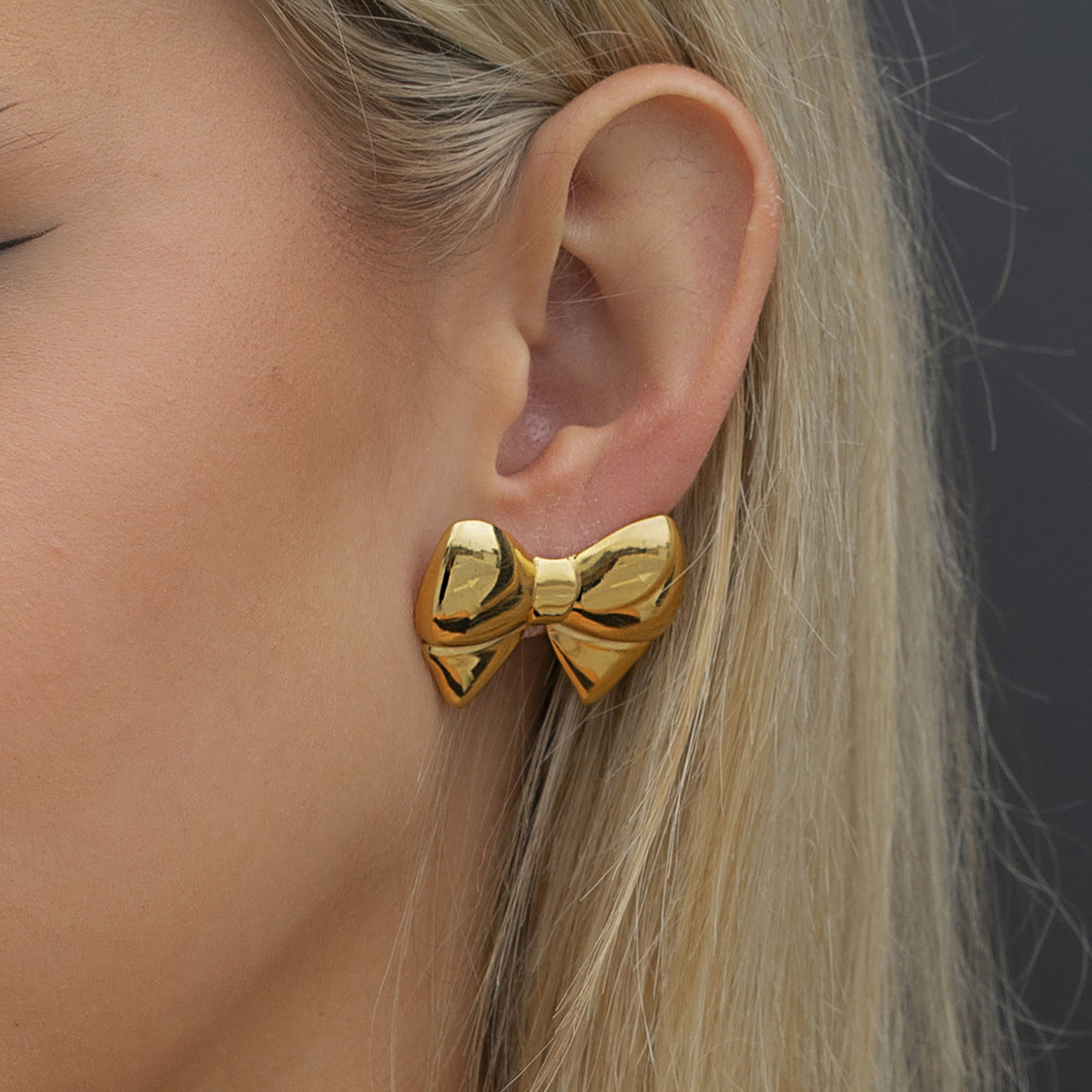 Belle Gold Bow Earrings