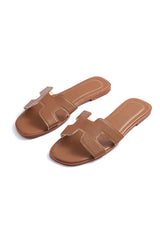 Betina Faux Leather Flat Sandals