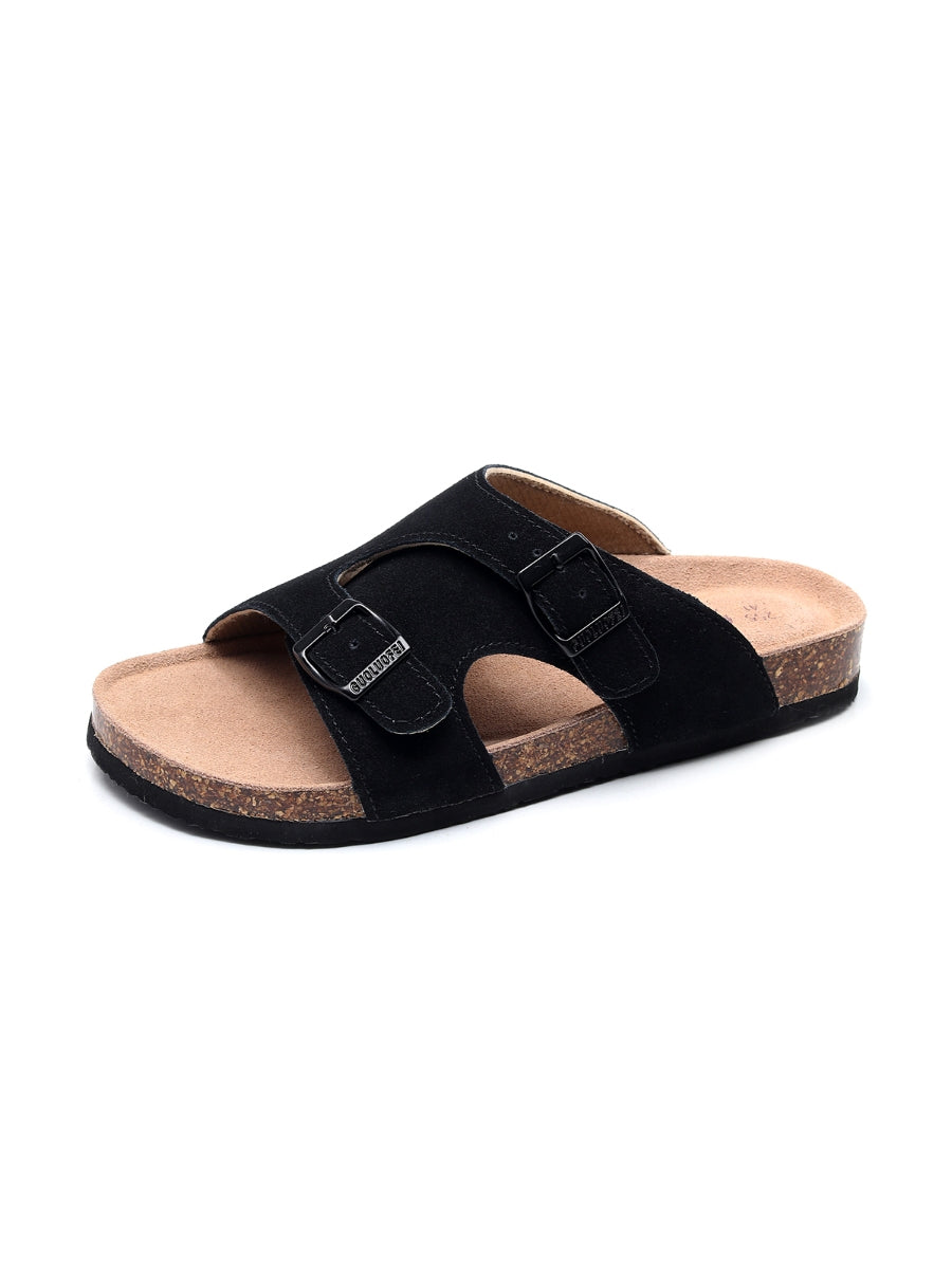 Maibulun | Black Criss Cross Wrap Suede Sandals