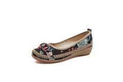 Ring and Trap Head Floral Canvas Sip on Flats - Cactus Rose