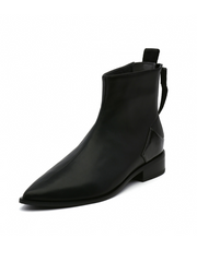 JADY ROSE | BLACK BACK-ZIP LEATHER ANKLE BOOT