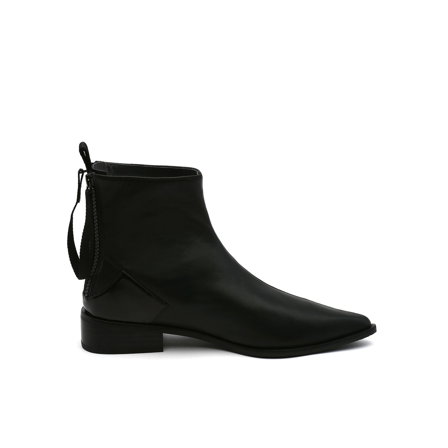 JADY ROSE | BLACK BACK-ZIP LEATHER ANKLE BOOT