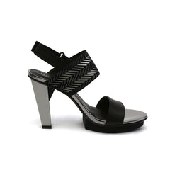 JADY ROSE | DUAL-STRAP LEATHER SLINGBACK SANDAL - BLACK