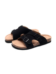 Maibulun | Black Criss Cross Wrap Suede Sandals