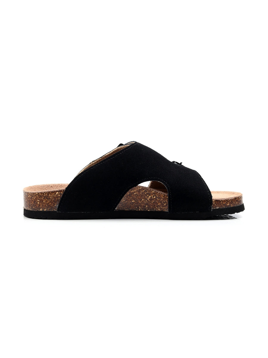 Maibulun | Black Criss Cross Wrap Suede Sandals