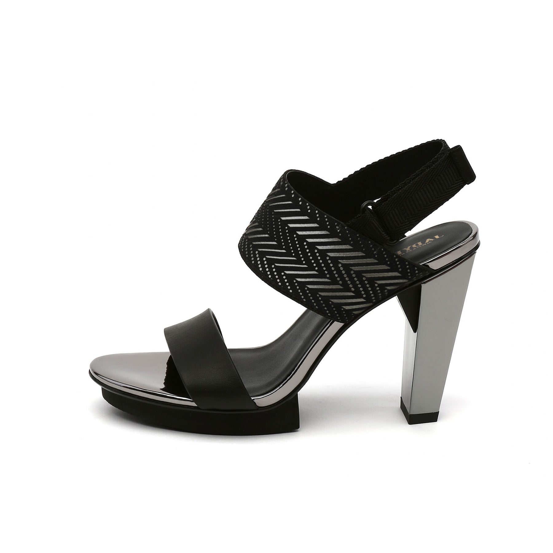 JADY ROSE | DUAL-STRAP LEATHER SLINGBACK SANDAL - BLACK