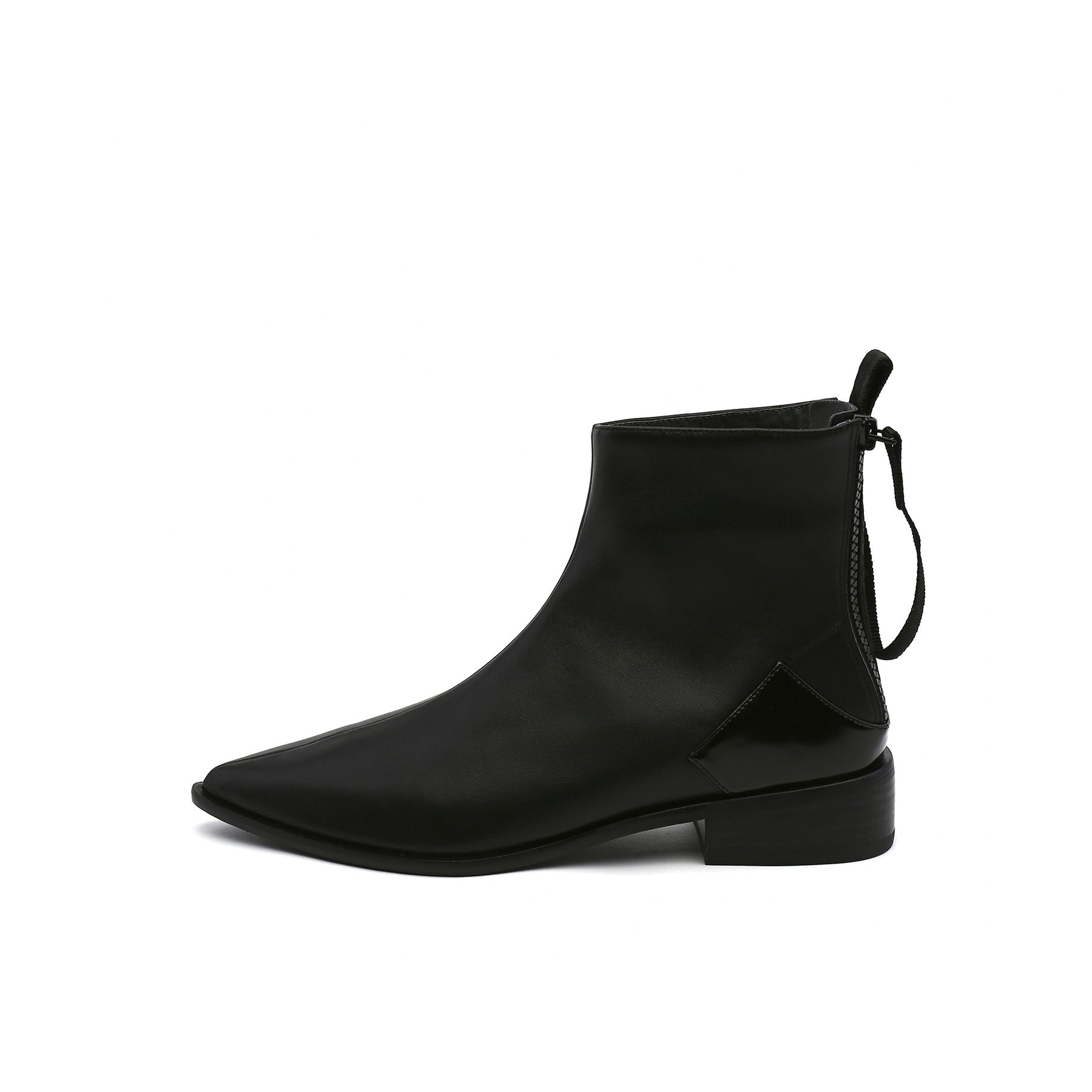 JADY ROSE | BLACK BACK-ZIP LEATHER ANKLE BOOT