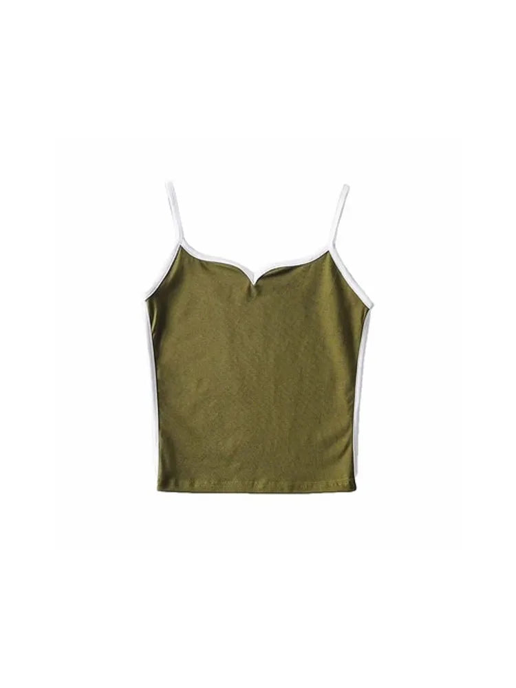 Black crop top summer sexy tops women 2024 spaghetti strap top casual v neck camis knit sleeveless cami top army green cami gray