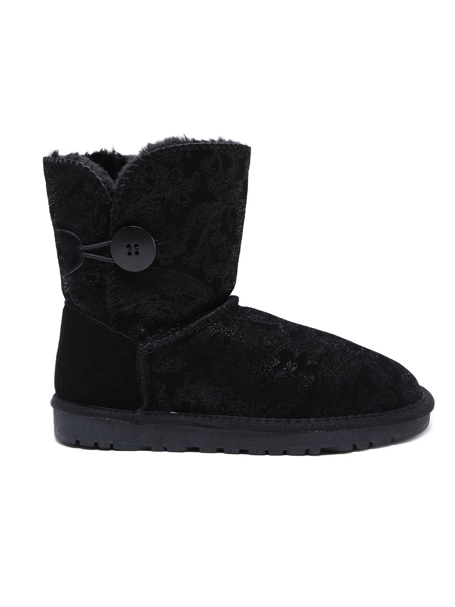 SMAIBULUN Ugg | Faux Fur-Lined Leather Suede Boots