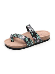 Maibulun | Black Rose Buckle-Accent Suede Upper Sandals