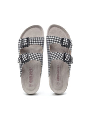 Maibulun | Tartan Gingham Double-Buckle Sandals Slides - Black