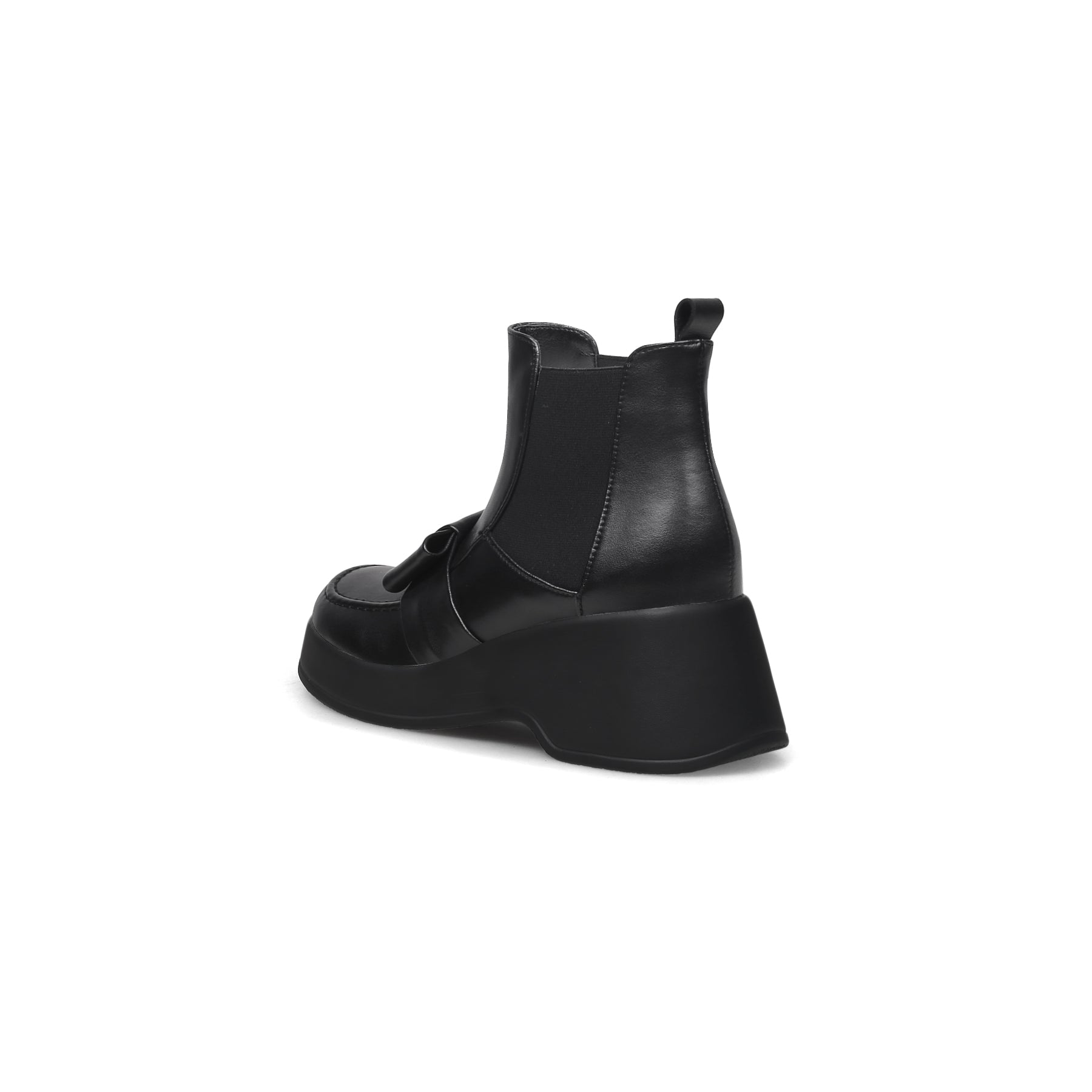 JADY ROSE | BLACK LEATHER TIE BOW CHELSEA BOOT