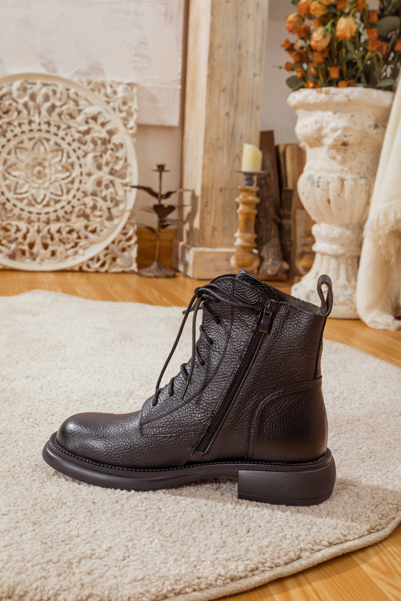 Rumour Has It | Easton Leather Combat Boots - Black