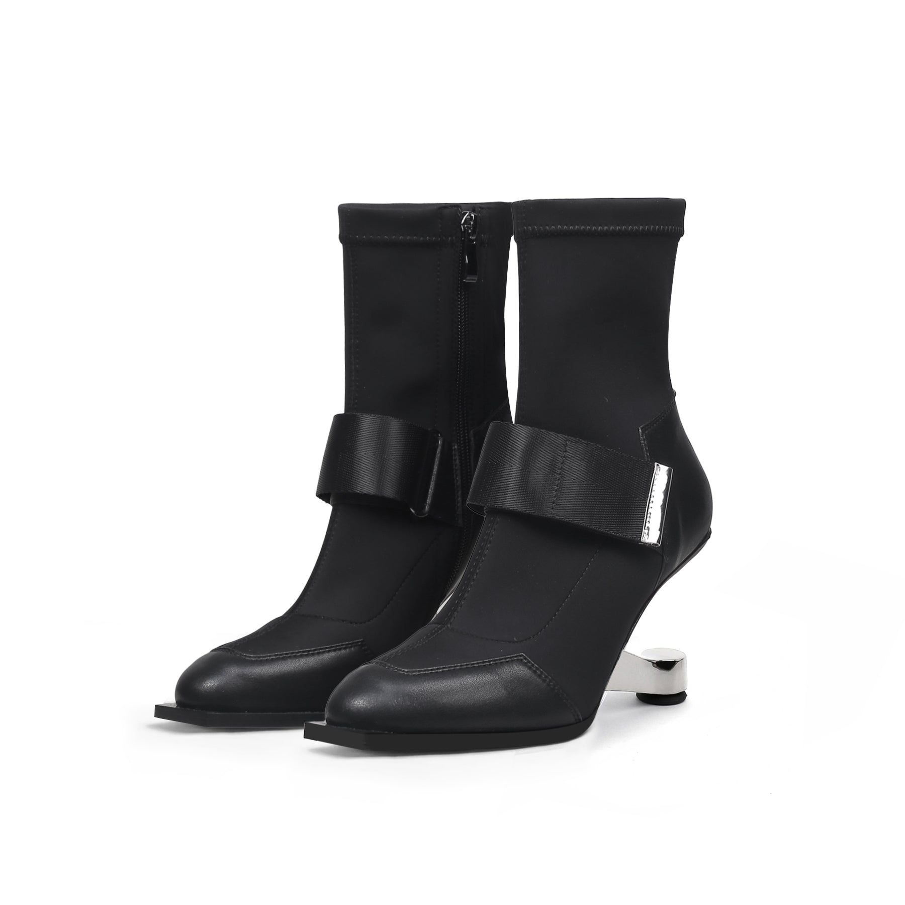 JADY ROSE | ELEVATOR HEEL STRETCH UPPER SOCK BOOT- BLACK