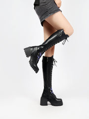 JADY ROSE | BLACK KNEE HIGH LEATHER KNIGHT BOOT