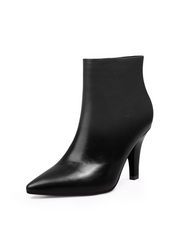 JADY ROSE | SIMPLE LEATHER STILETTO BOOTIE - BLACK