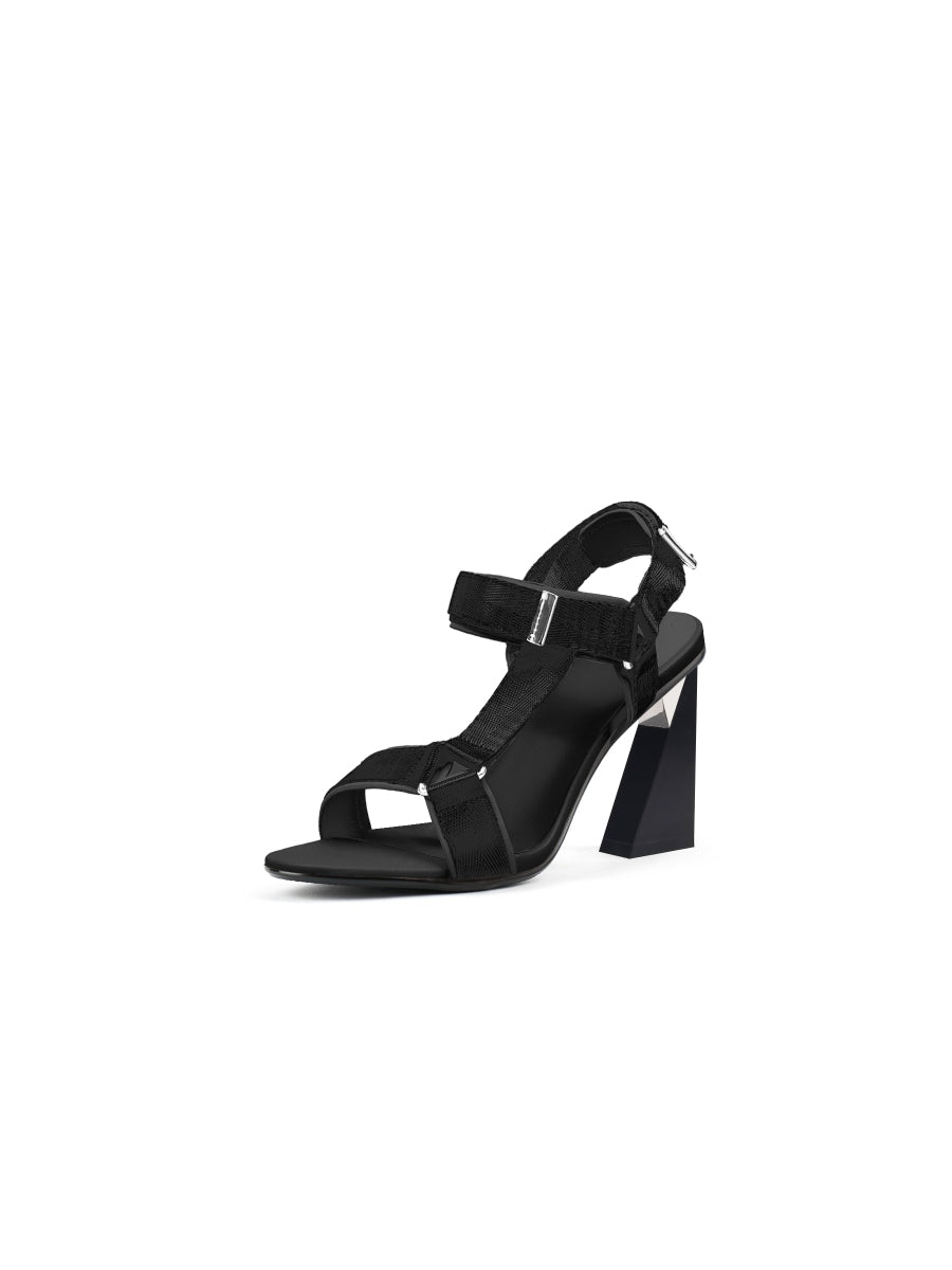 JadyRose | Matador Block HighHeel Open Toe Black Gladiator Sandals