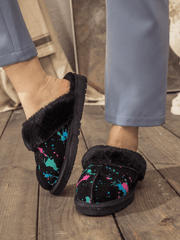 SMAIBULUN Ugg | FAUX FUR LINED SUEDE UPPER SLIPPER - BLACK