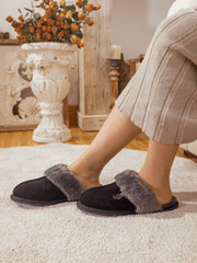 SMAIBULUN Ugg | WOOL LINED TASMAN SUEDE SLIPPER - BLACK