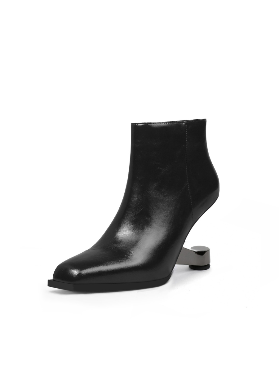 JADY ROSE | ELEVATOR HEEL LEATHER BOOTIE BLACK