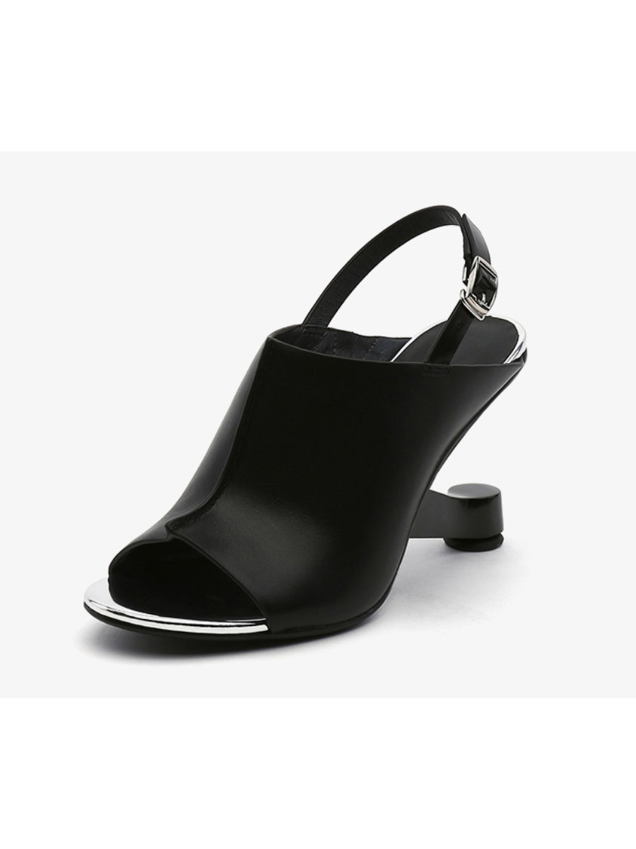 JadyRose | Elevator-Heel Leather Slingback Sandal