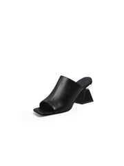 JadyRose | Triangular-Heel Leather Mule - Black