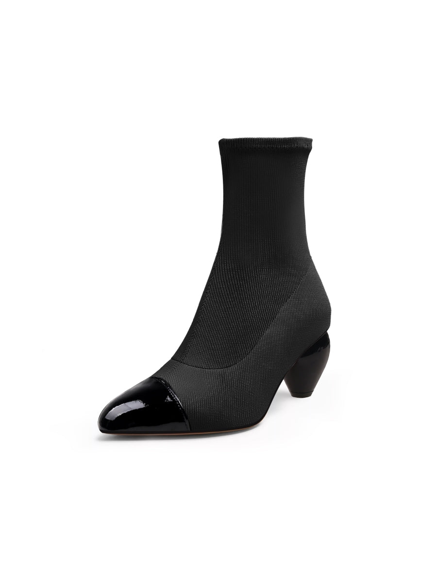 JadyRose | Mid-Heel Stretch Upper Sock Boot - Black