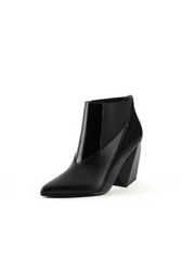 JADY ROSE | GEOMETRY BLOCK HEEL LEATHER BOOTIE BLACK